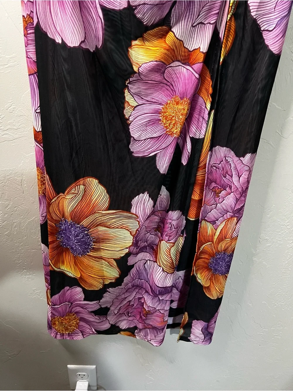 Self Contrast NWOT Koa Floral Tropical Ruched Side Midi Skirt Resort Boho